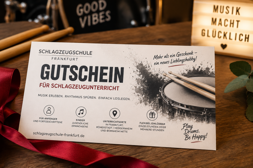 Gutschein für Schlagzeugunterricht in Frankfurt